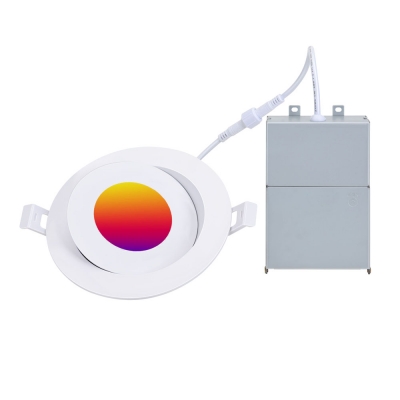4‘‘ Smart WIFI RGBCW LED Recessed Gimbal Downlights with Junction Box,9W 900LM,Dimmable IC Rated Ceiling Lighting ETL Energy Star listed.
