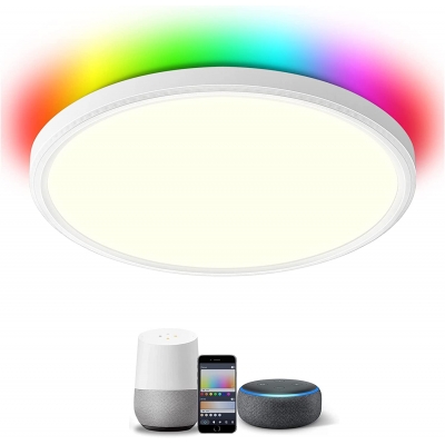 9‘‘12‘‘15‘’ Round Color Selectable RGBCW 2.4G Remote Bluetooth LED Flush Mount Panel 